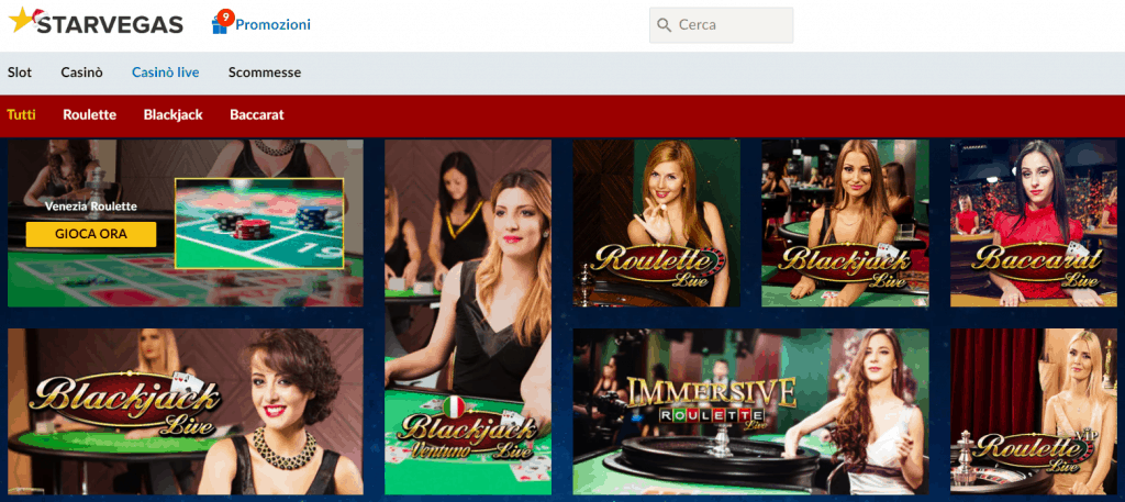 Giochi da Casino Live con croupier dal vivo su Starvegas casinò