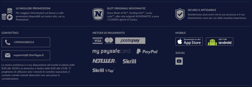 Opzioni di pagamento di Starvegas