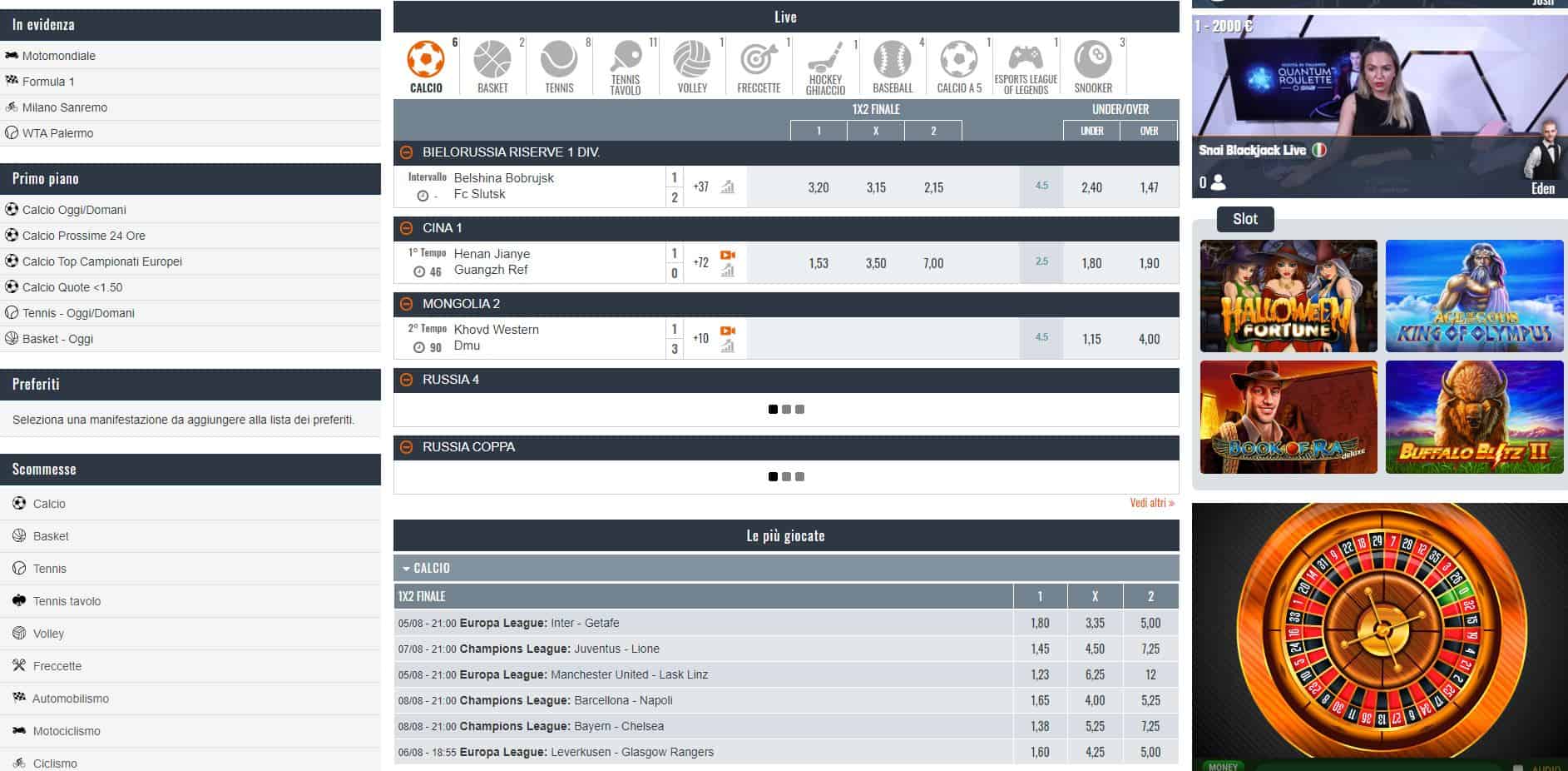 Prova le scommesse sportive online di Snai