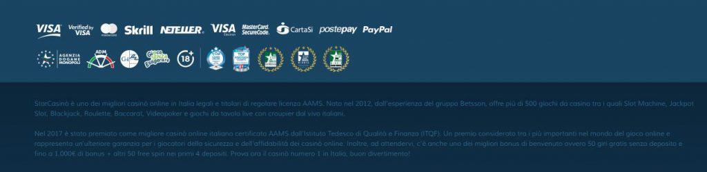 Opzioni de pagamento di Starcasino