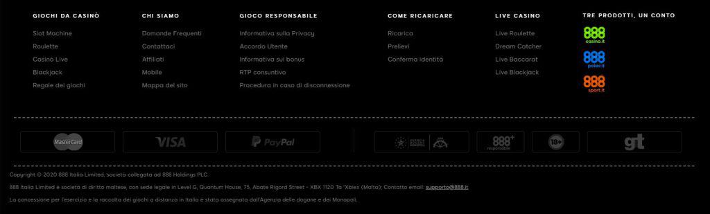 Opzioni de pagamento di 888 Casino