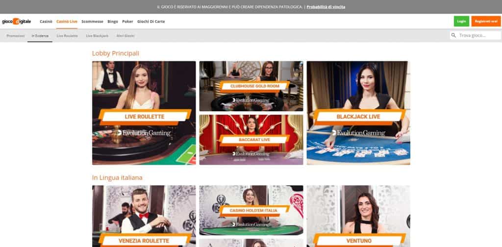 Il casino dal vivo di gioco digitale presenta diversi tavoli virtuali