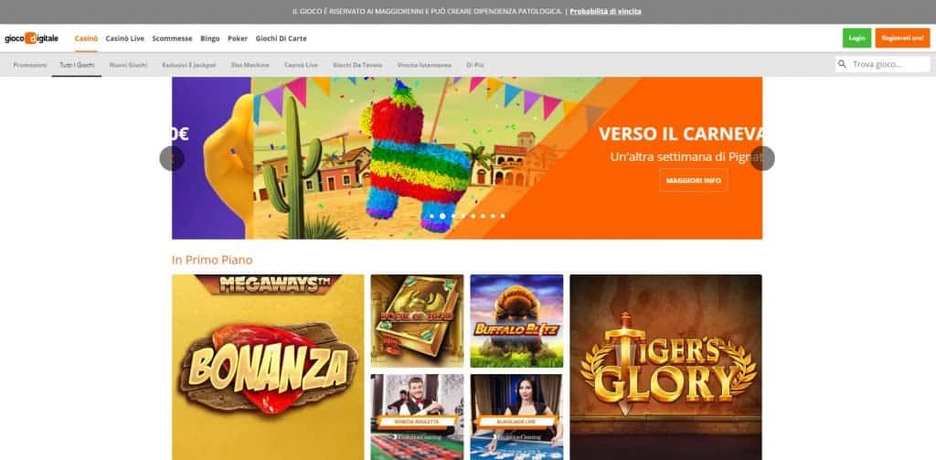 Slot machines su Gioco Digitale