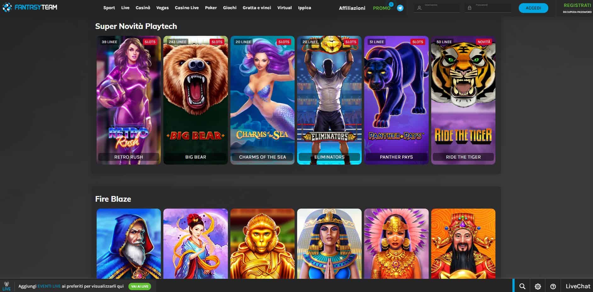 Slot machines su Fantasyteam