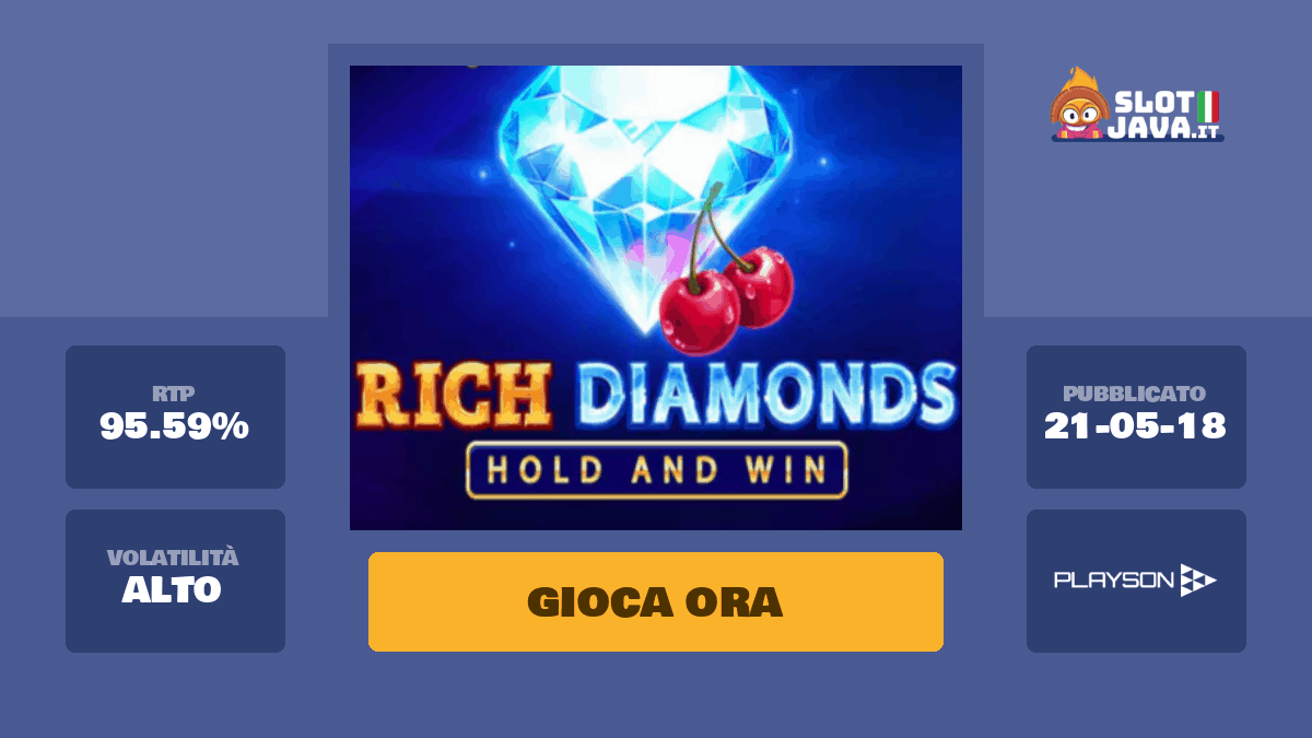 Rich Diamonds Hold and Win Slot Machine Online – Gioca Gratis